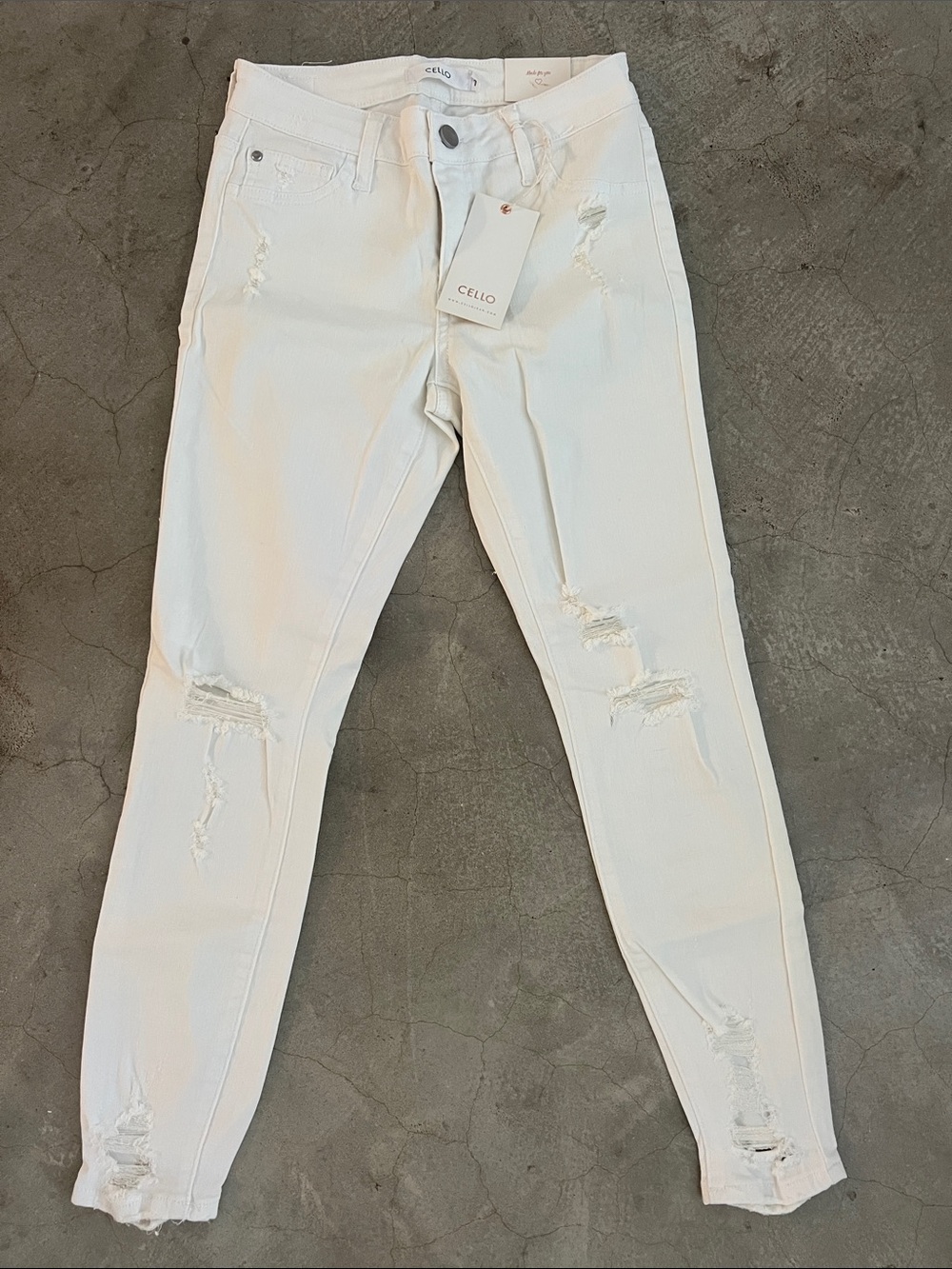 Cello White Distressed Skinny Jeans